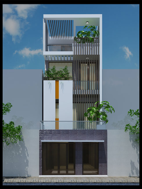 mẫu thiết kế nhà phố 4 tầng phong cách hiện đại 5x17m